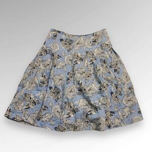 Talbots Floral Fairy Paisley Midi Skirt 2 Petite Blue White Pleated